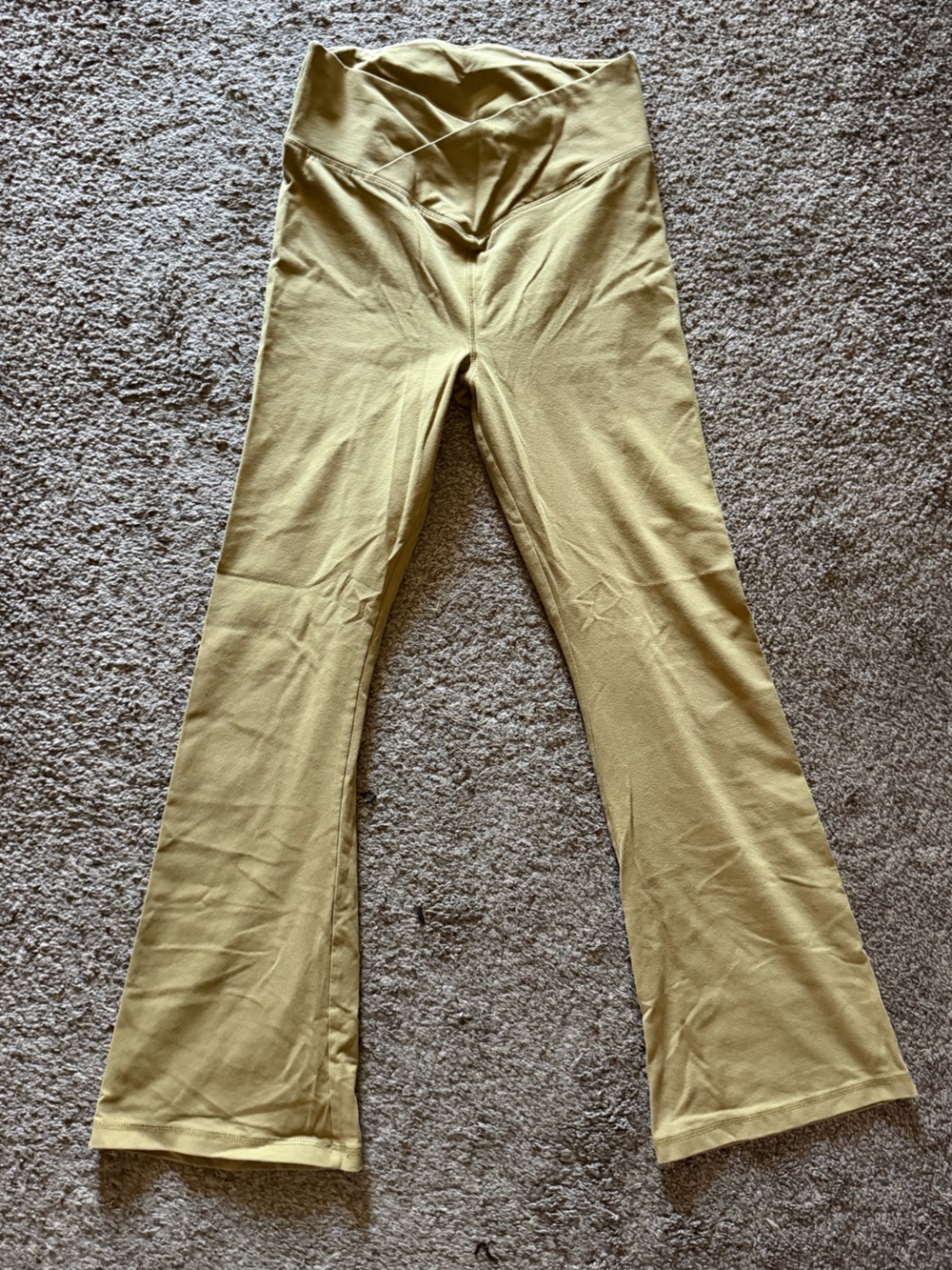 PINK Khaki Green Flared Leggings